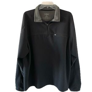 L.L. Bean Men 1/4 Zip Fleece Charcoal Pullover Sweater Sz XXL